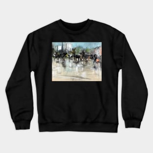 High Resolution Everett Shinn A Rainy Day in Madison Square 1894 Crewneck Sweatshirt